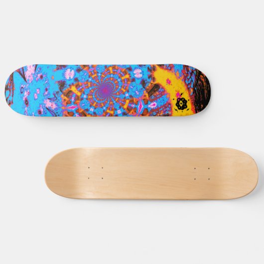 Groovy Blue Abstracte Futuristic Spiral Digital Ar Skateboard (Horizontaal)