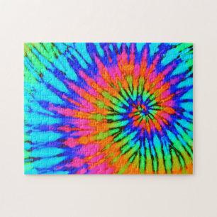 Groovy Blue en Pink Tie Dye Spiral Legpuzzel