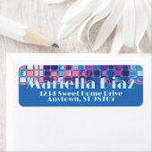 Groovy Blue & Paarse Discobal Gepersonaliseerd Etiket (Insitu)