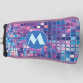 Groovy Blue & Paarse Discobal Gepersonaliseerd Golfheadcover (Voorkant)