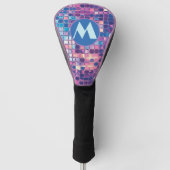 Groovy Blue & Paarse Discobal Gepersonaliseerd Golfheadcover (Voorkant)
