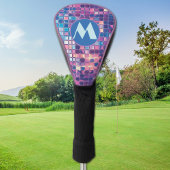 Groovy Blue & Paarse Discobal Gepersonaliseerd Golfheadcover