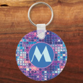 Groovy Blue & Paarse Discobal Gepersonaliseerd Sleutelhanger (Voorkant)