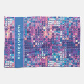 Groovy Blue & Paarse Discobal Gepersonaliseerd Theedoek (Horizontaal)