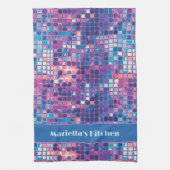 Groovy Blue & Paarse Discobal Gepersonaliseerd Theedoek (Verticaal)