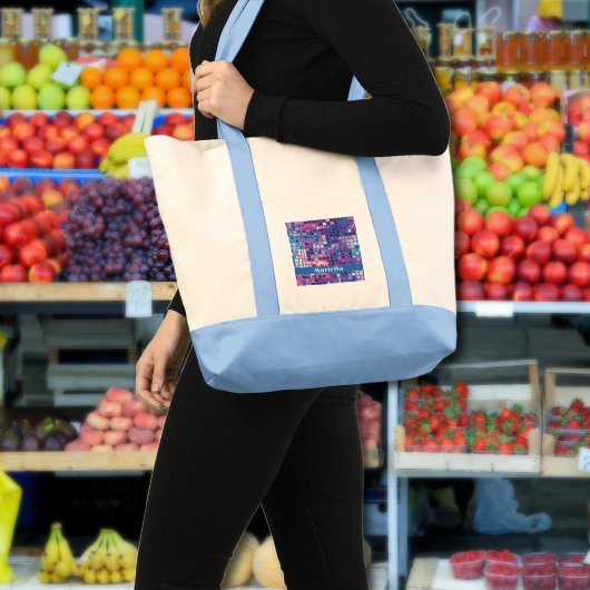 Groovy Blue & Paarse Discobal Gepersonaliseerd Tote Bag