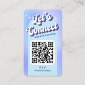 Groovy Blue Paarse Trendy Social Media QR Code Visitekaartje (Voorkant)