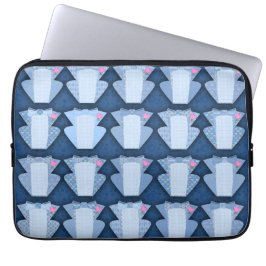 Groovy Blue Tux Pattern Laptop Sleeve