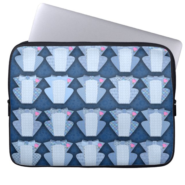 Groovy Blue Tux Pattern Laptop Sleeve (Voorkant)