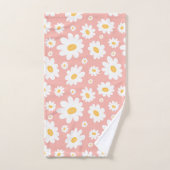 Groovy Blush Boho Daisy Bloementuin Patroon Bad Handdoek (Handdoek)