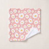 Groovy Blush Boho Daisy Bloementuin Patroon Bad Handdoek (Wasdoekje)