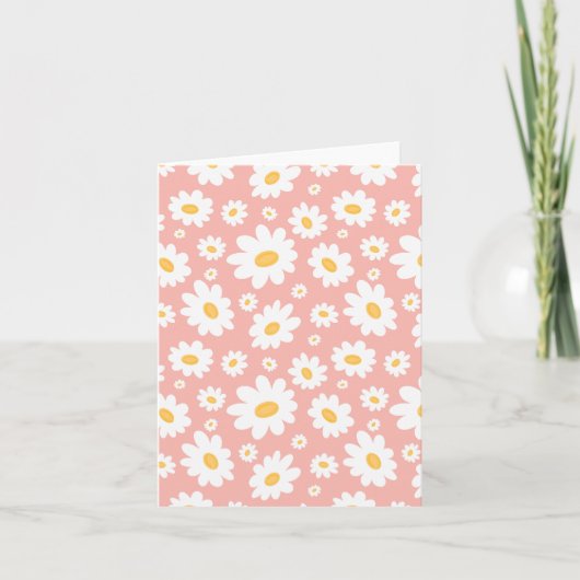 Groovy Blush Boho Daisy Bloementuin Patroon Bedankkaart (Voorkant)