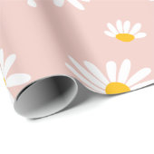 Groovy Blush Boho Daisy Bloementuin Patroon Cadeaupapier (Rol Hoek)