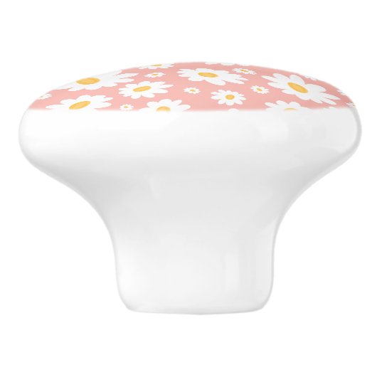 Groovy Blush Boho Daisy Bloementuin Patroon Keramische Knop (Zijkant)