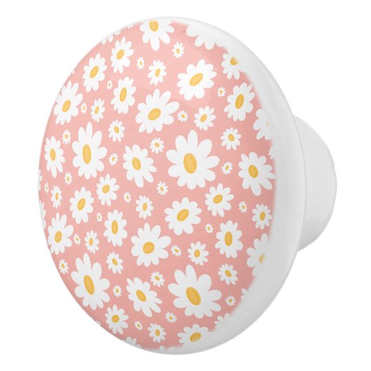 Groovy Blush Boho Daisy Bloementuin Patroon Keramische Knop (Rechts)