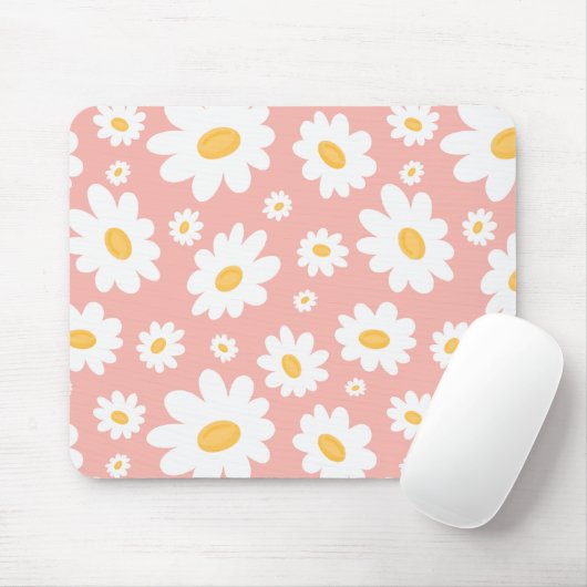Groovy Blush Boho Daisy Bloementuin Patroon Muismat (Met muis)