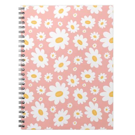 Groovy Blush Boho Daisy Bloementuin Patroon Notitieboek (Voorkant)