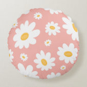 Groovy Blush Boho Daisy Bloementuin Patroon Rond Kussen (Voorkant)