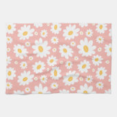 Groovy Blush Boho Daisy Bloementuin Patroon Theedoek (Horizontaal)