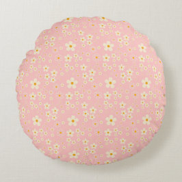 Groovy Blush Boho Madelief Bloem Tuin Patroon Wrap Rond Kussen