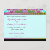 Groovy Bohemian Hippy Save the Date Black Briefkaa Aankondigingskaart (Achterkant)