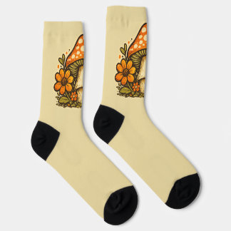 Groovy Boho 70's Retro Mushroom Crew Socks Sokken