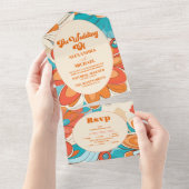 Groovy Boho Beachy Fun Vibes Bruiloft All In One Uitnodiging (Afscheurbaar)