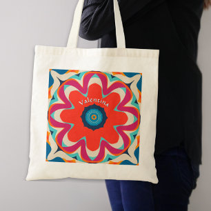 Groovy Boho Bloem Kleurrijke Gepersonaliseerde Tote Bag