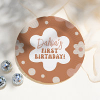 Groovy Boho Daisy Retro Meisje 1e Verjaardagsfeest