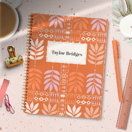 Groovy Boho esthetische bladeren patroon Notitieboek