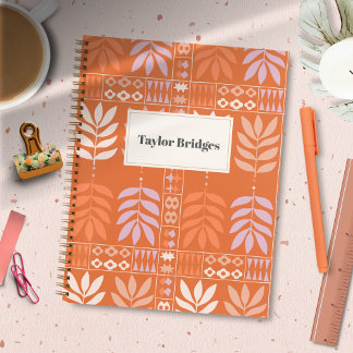 Groovy Boho esthetische bladeren patroon Notitieboek