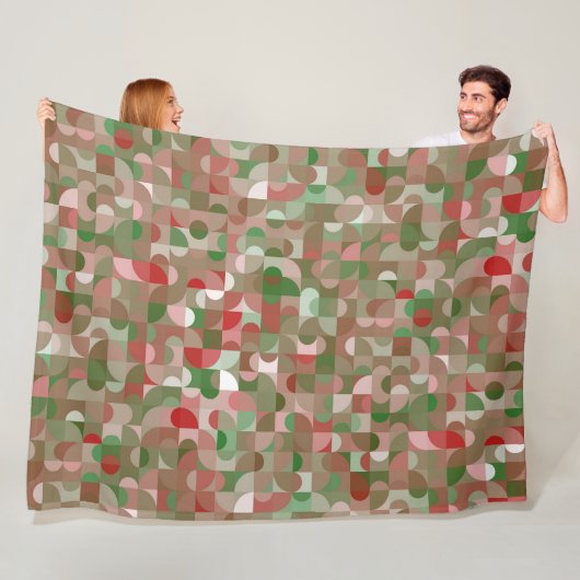Groovy Boho Mod Retro Geometric Kerstmis Fleece Deken (In situ)