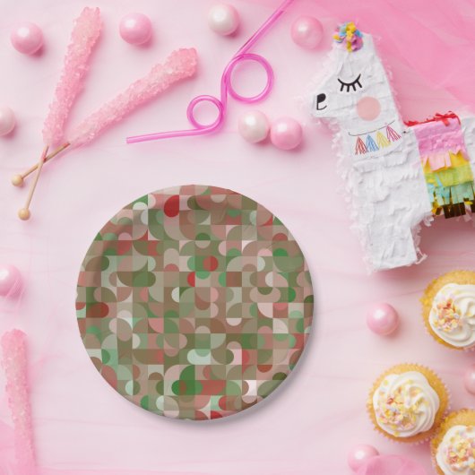 Groovy Boho Mod Retro Geometric Kerstmis Papieren Bordje (Feest)