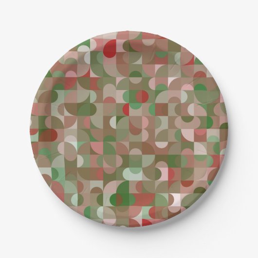 Groovy Boho Mod Retro Geometric Kerstmis Papieren Bordje (Voorkant)