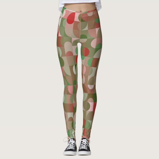 Groovy Boho Mod Retro Geometrische kerstLeggings Leggings (Voorkant)