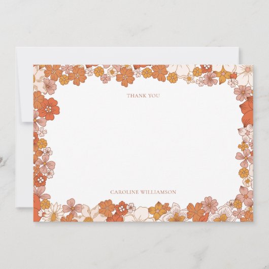 Groovy Boho Oranje Bloem Bruiloft Bridal Shower Aa Bedankkaart (Voorkant)