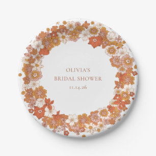 Groovy Boho Oranje Bloemstuk Bruiloft Aangepast Papieren Bordje