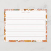 Groovy Boho Oranje Wilde Bloem Douche Recept Kaart (Achterkant)