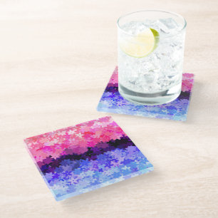 Groovy Boho Quirk Retro Bloem Omniseksueel Pride Glazen Onderzetter