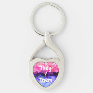 Groovy Boho Quirk Retro Bloem Omniseksueel Pride Sleutelhanger