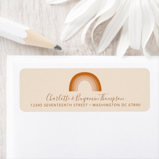Groovy Boho Rainbow Terracotta Return Address Etiket (Insitu)