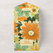 Groovy Boho Retro Bloemen Bruiloft All In One Uitnodiging (Buitenkant)