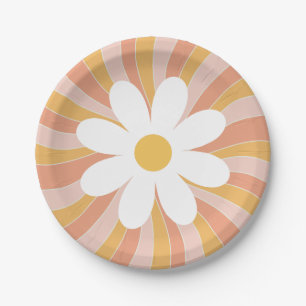 Groovy Boho Retro Daisy Sunshine Papieren Bordje