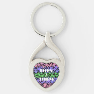 Groovy Boho Retro Mod Geometrische Trigender Pride Sleutelhanger