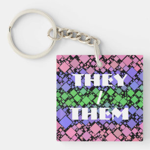Groovy Boho Retro Mod Geometrische Trigender Pride Sleutelhanger