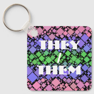 Groovy Boho Retro Mod Geometrische Trigender Pride Sleutelhanger