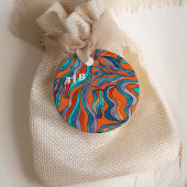 Groovy Boho Retro Sinaasappel Golvende Monogram Br Bedankjes Labels