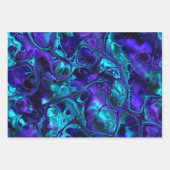 Groovy Boho Vibrant Blauw Monochroom Fractal Marme Inpakpapier Vel (Voorkant)