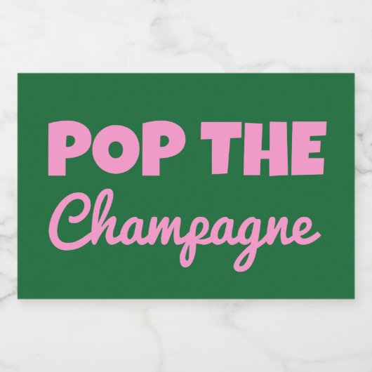 Groovy Bold groen Roze Rood Bruidsmeisje Voorstel Sparkling Wijnetiket (Enkel label)