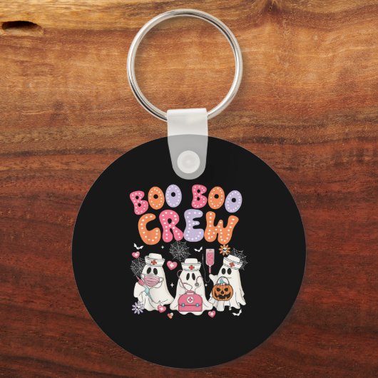Groovy Boo Boo Crew Nurse Funny Ghost Halloween Te Sleutelhanger (Voorkant)